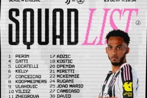 尤文对阵乌迪内斯名单:弗拉霍维奇、伊尔迪兹在列,K-图拉姆缺席 尤文对阵乌迪内斯名单:弗拉霍维奇、伊尔迪兹在列,K-图拉姆缺席